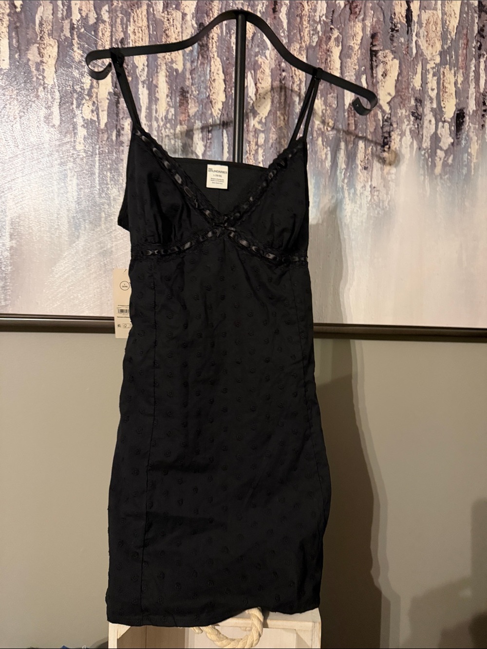 No Boundaries Black Eyelet Lace-Trim Dress